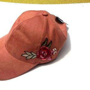 Suede with rose applique David and young cap
